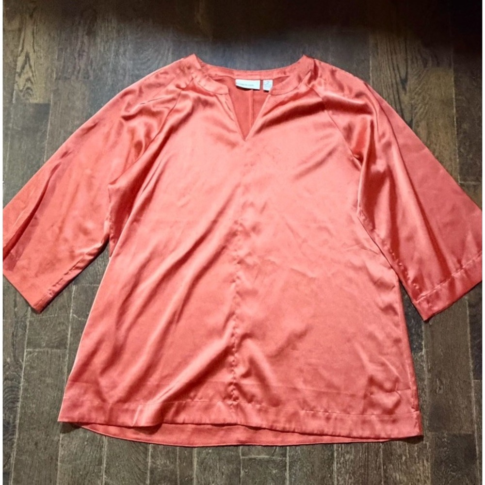 CHICOS Orange 3/4 Sleeve Blouse Chicos Size 2 US Size Large